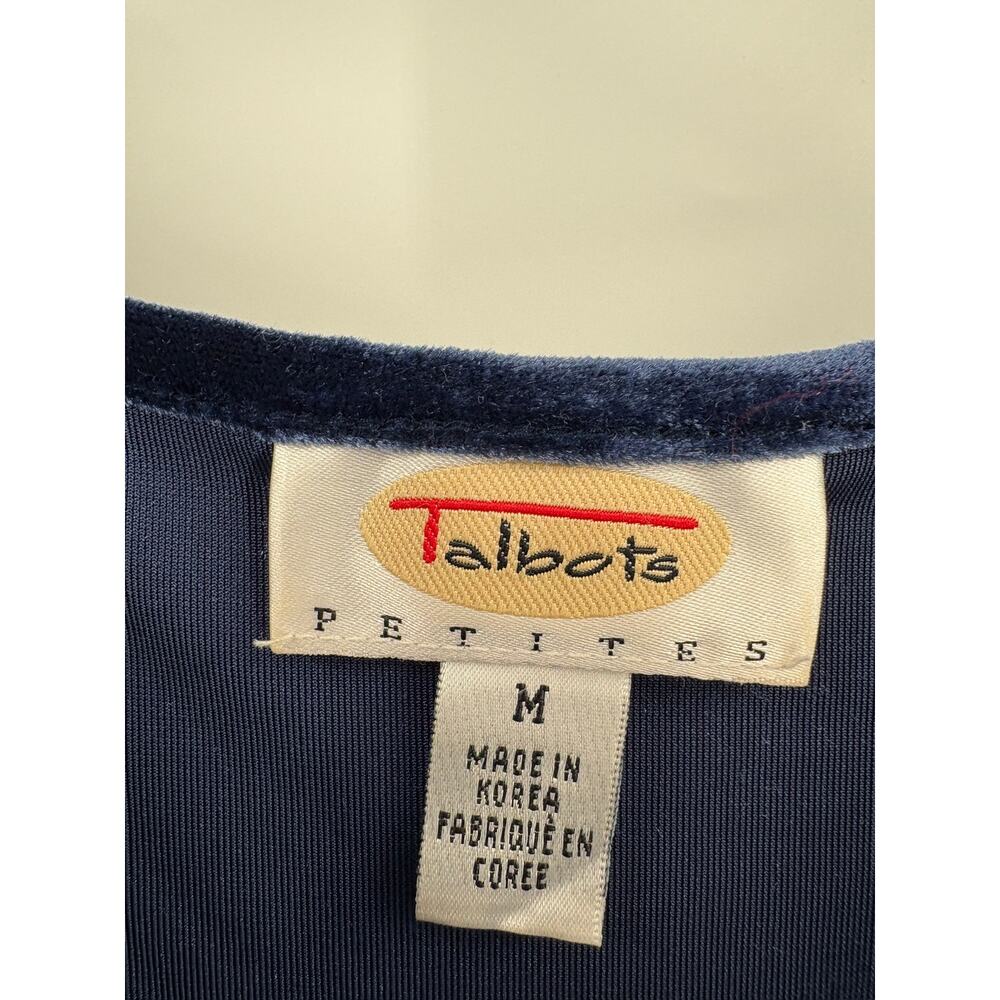 2/$30 TALBOTS Dress Size M Navy Blue Velvet 3/4 Sleeve - Picture 4 of 6
